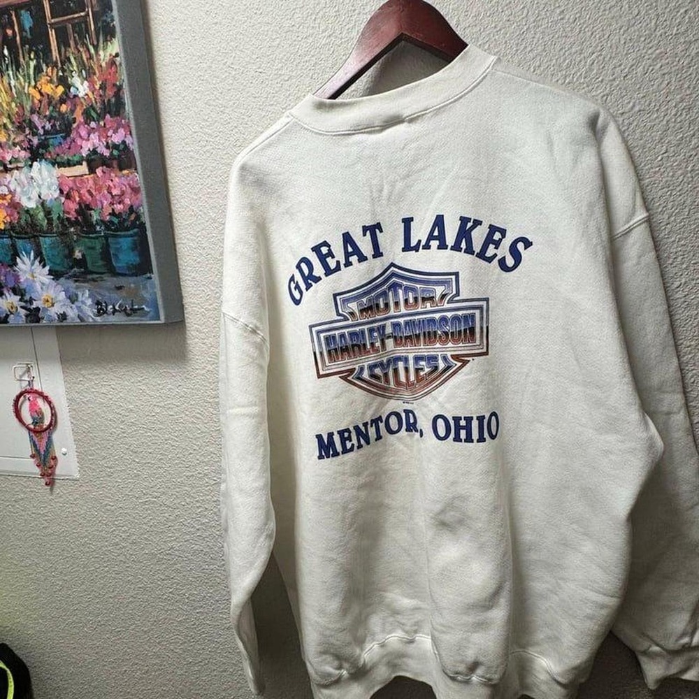 Vintage Harley-Davidson Motorcycles White Crewneck Sweatshirt